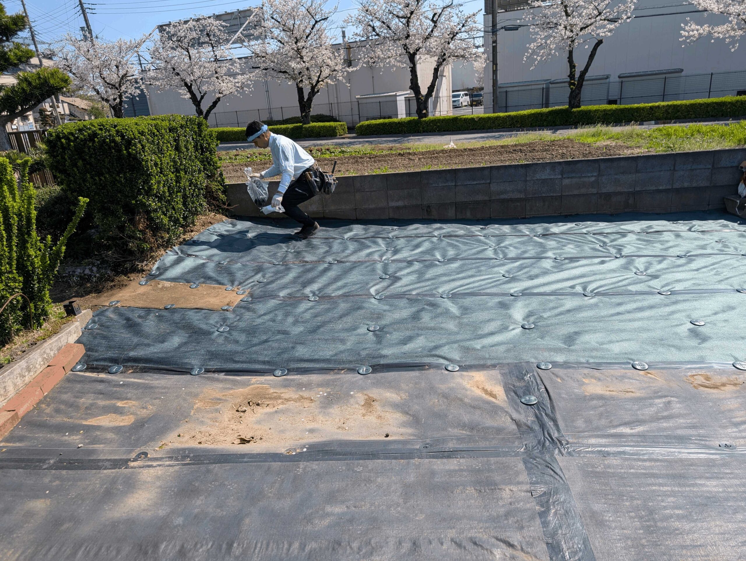 下大久保防草シート工事　防草シート工事